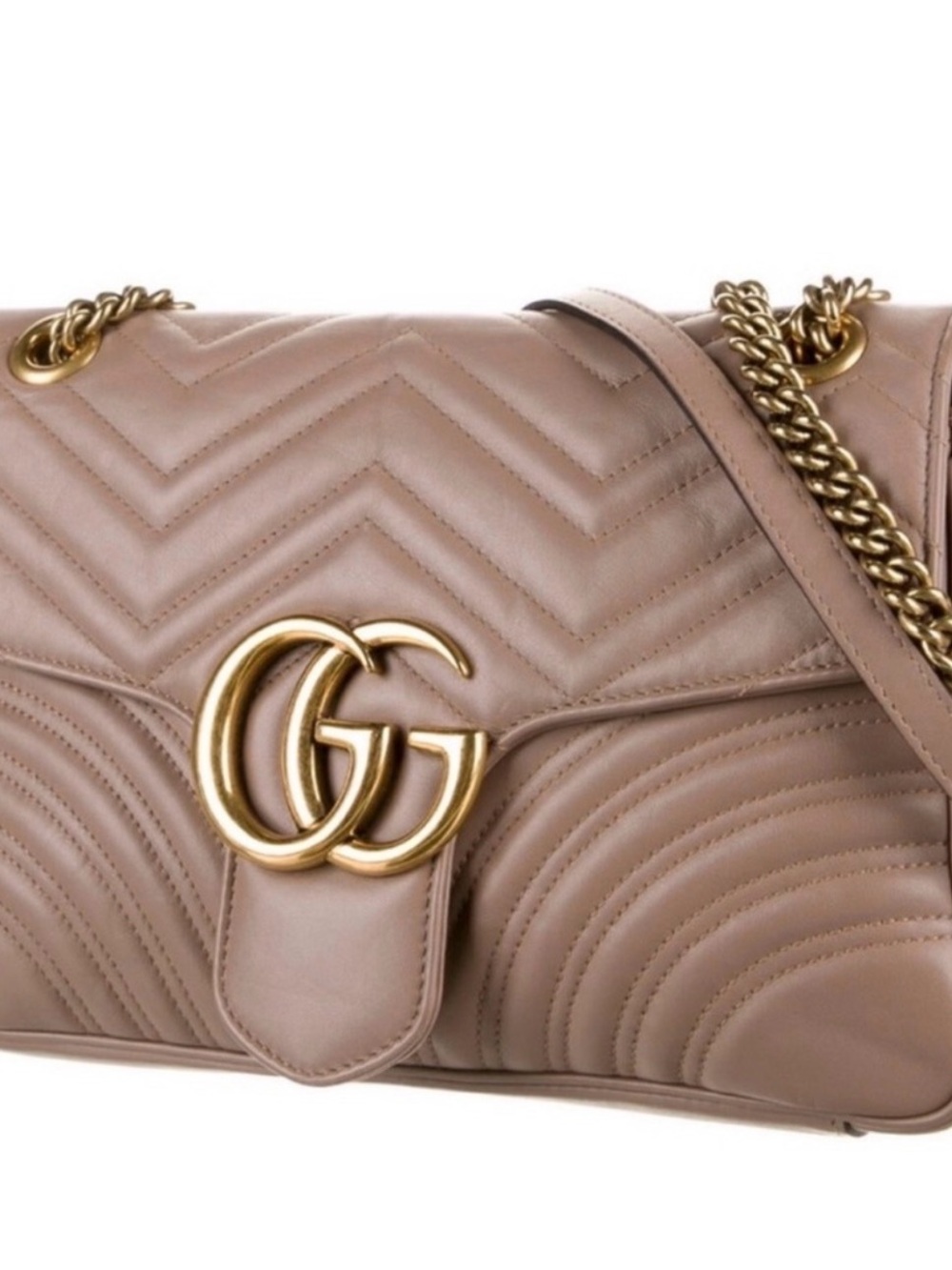 Gucci Marmont Quilted Leather Shoulder Bag in Taupe